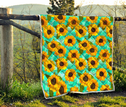 Bright Sunflower Pattern Print Quilt