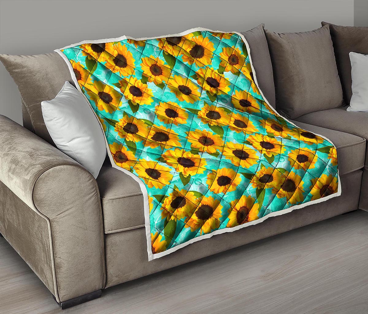 Bright Sunflower Pattern Print Quilt