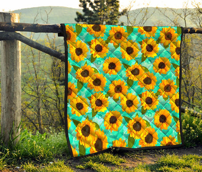 Bright Sunflower Pattern Print Quilt