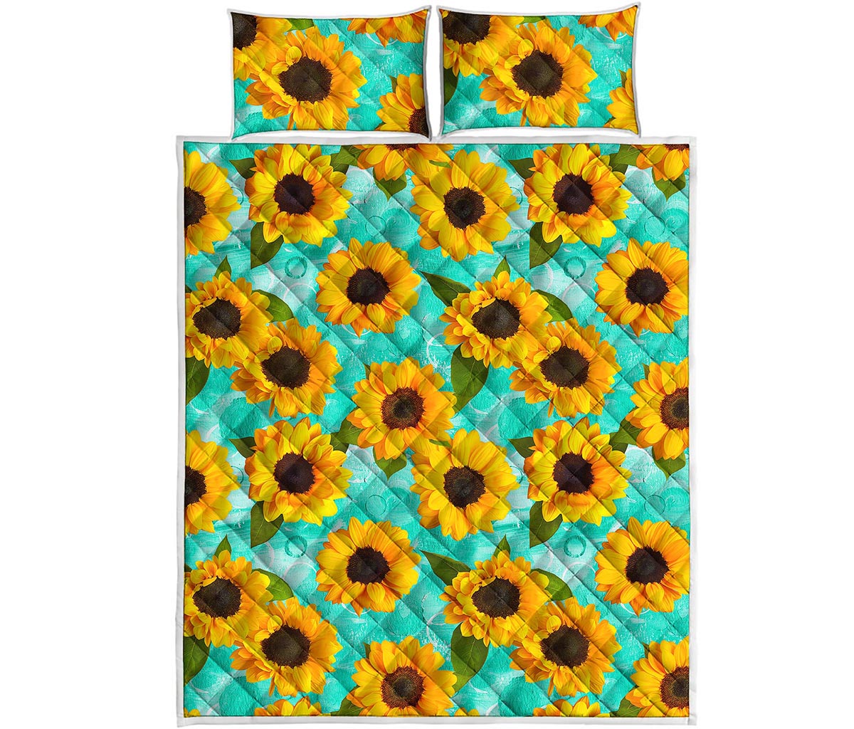 Bright Sunflower Pattern Print Quilt Bed Set