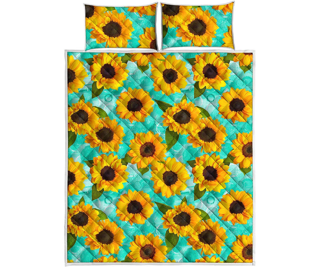 Bright Sunflower Pattern Print Quilt Bed Set