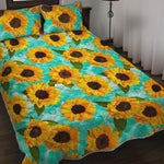 Bright Sunflower Pattern Print Quilt Bed Set