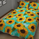 Bright Sunflower Pattern Print Quilt Bed Set