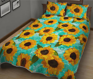 Bright Sunflower Pattern Print Quilt Bed Set