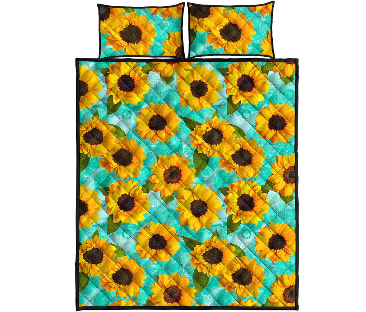 Bright Sunflower Pattern Print Quilt Bed Set