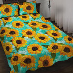 Bright Sunflower Pattern Print Quilt Bed Set