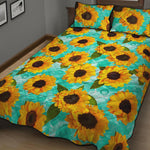 Bright Sunflower Pattern Print Quilt Bed Set