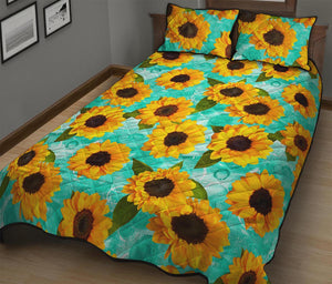 Bright Sunflower Pattern Print Quilt Bed Set