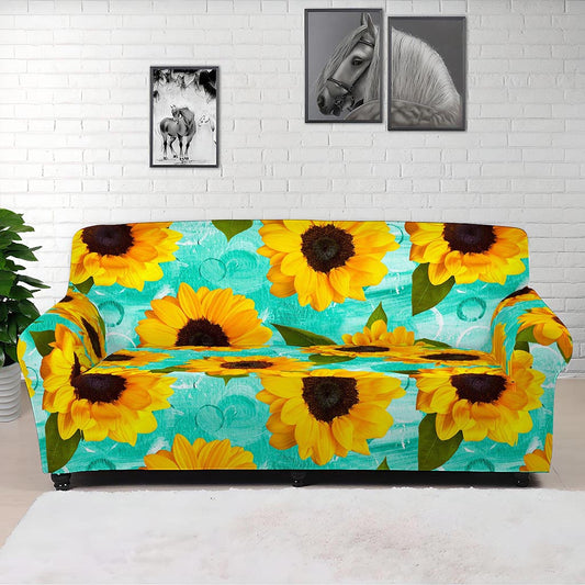 Bright Sunflower Pattern Print Sofa Cover
