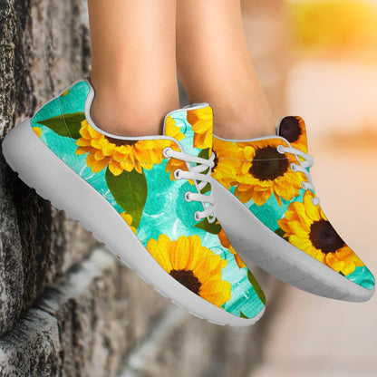 Bright Sunflower Pattern Print Sport Shoes GearFrost