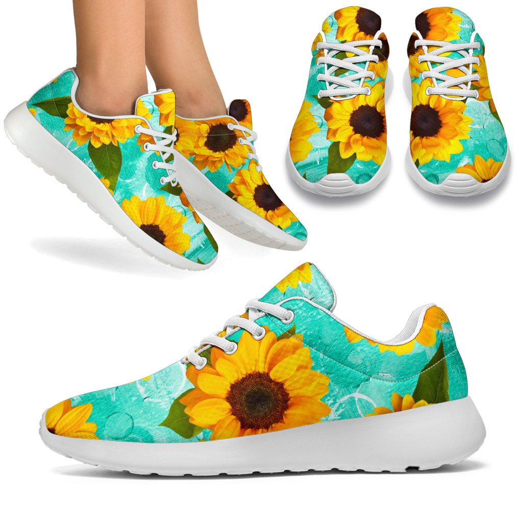 Bright Sunflower Pattern Print Sport Shoes GearFrost