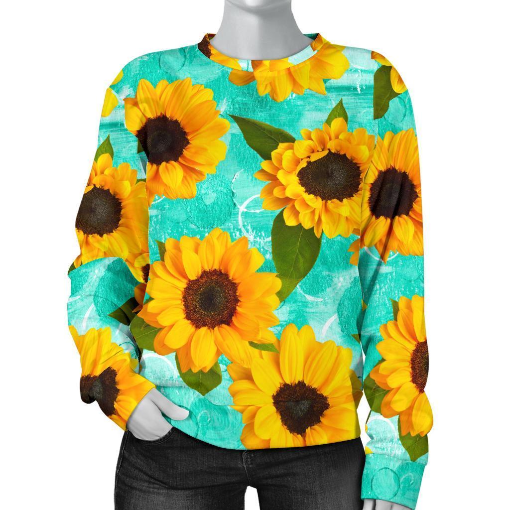 Bright Sunflower Pattern Print Women's Crewneck Sweatshirt GearFrost