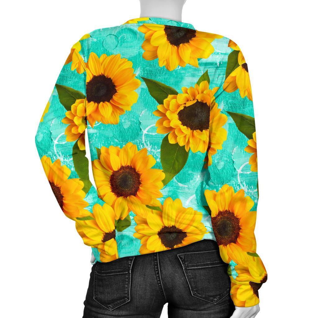 Bright Sunflower Pattern Print Women's Crewneck Sweatshirt GearFrost