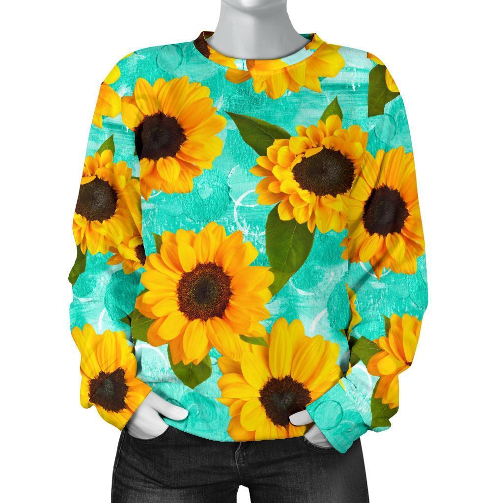 Bright Sunflower Pattern Print Women's Crewneck Sweatshirt GearFrost