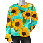 Bright Sunflower Pattern Print Women's Crewneck Sweatshirt GearFrost