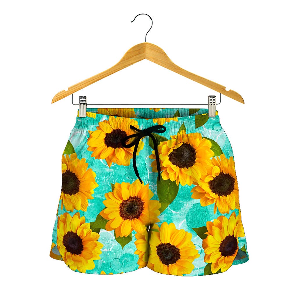 Bright Sunflower Pattern Print Women's Shorts