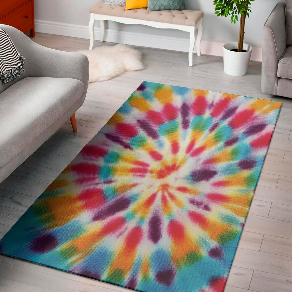 Bright Swirl Tie Dye Print Area Rug