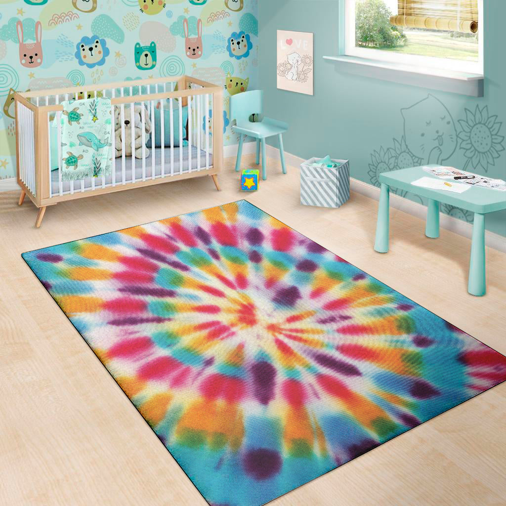 Bright Swirl Tie Dye Print Area Rug