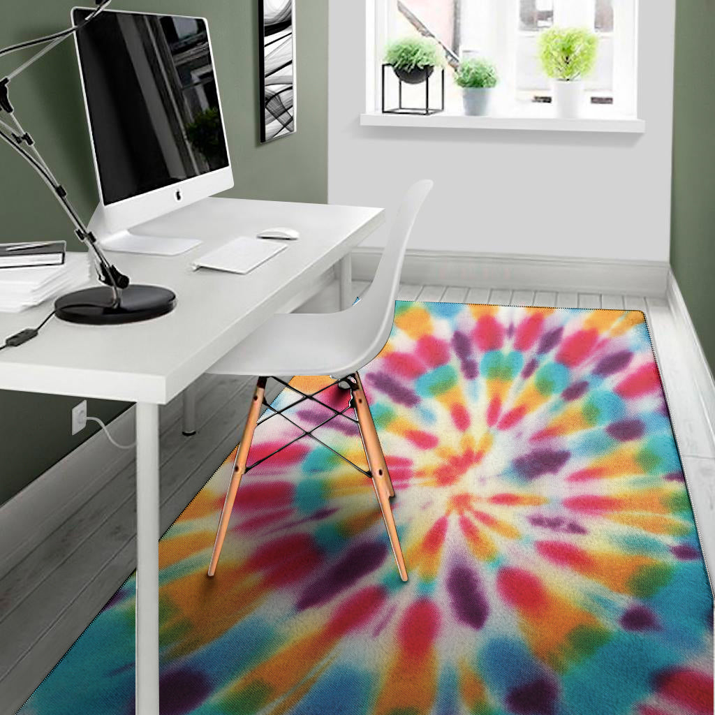 Bright Swirl Tie Dye Print Area Rug