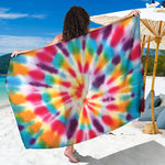 Bright Swirl Tie Dye Print Beach Sarong Wrap