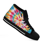 Bright Swirl Tie Dye Print Black High Top Shoes