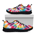 Bright Swirl Tie Dye Print Black Running Shoes