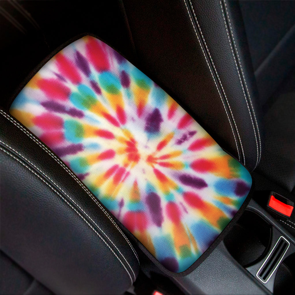 Bright Swirl Tie Dye Print Car Center Console Cover