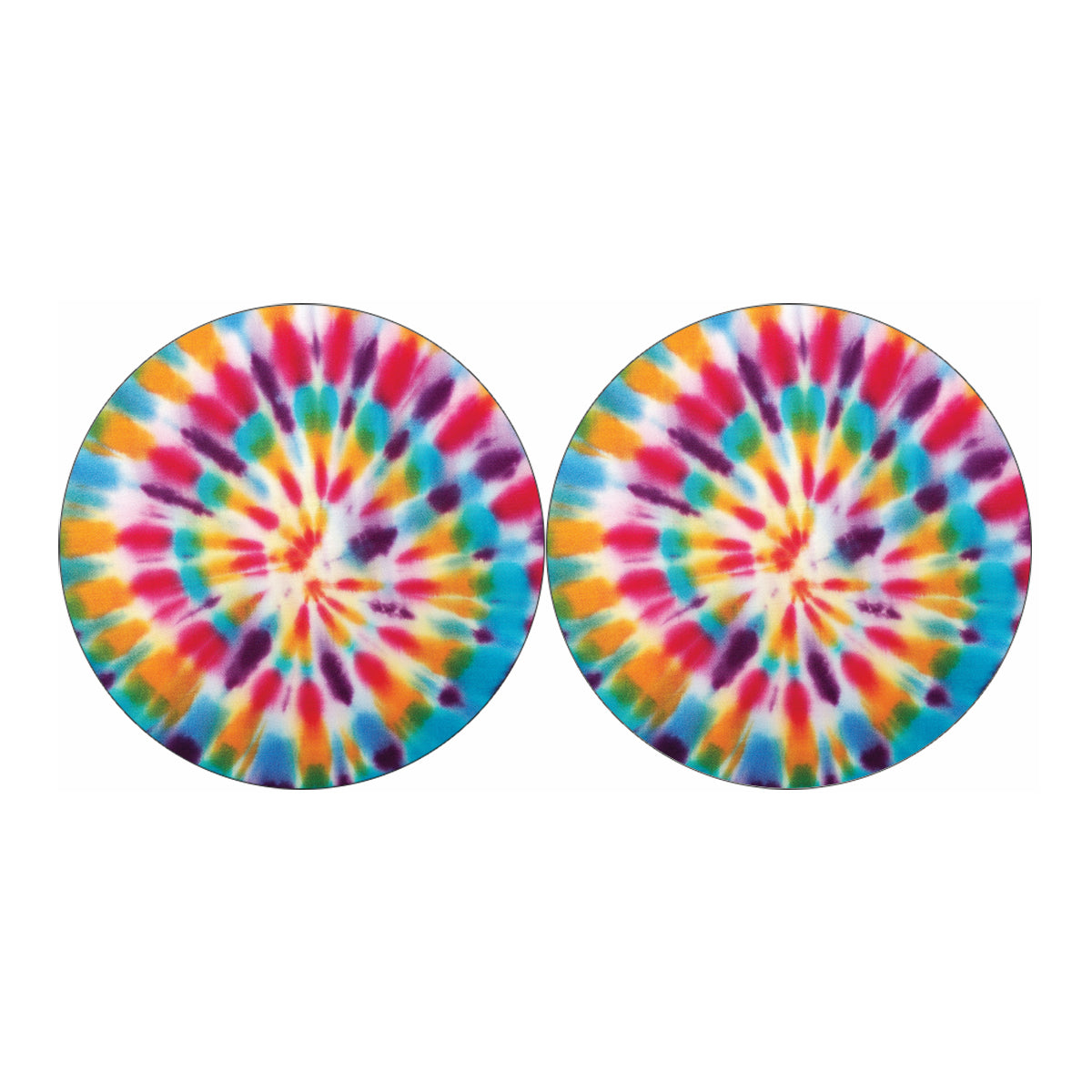 Bright Swirl Tie Dye Print Car Coasters