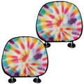 Bright Swirl Tie Dye Print Car Headrest Covers