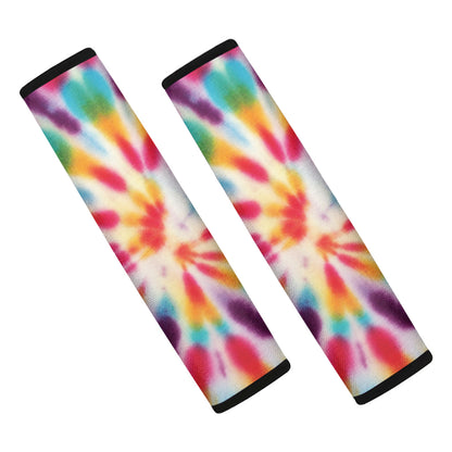 Bright Swirl Tie Dye Print Car Seat Belt Covers