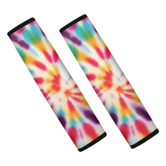 Bright Swirl Tie Dye Print Car Seat Belt Covers