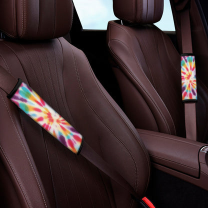 Bright Swirl Tie Dye Print Car Seat Belt Covers
