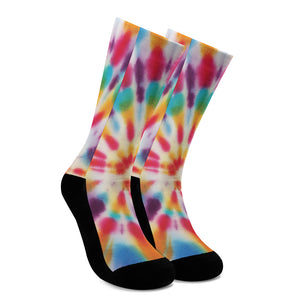 Bright Swirl Tie Dye Print Crew Socks