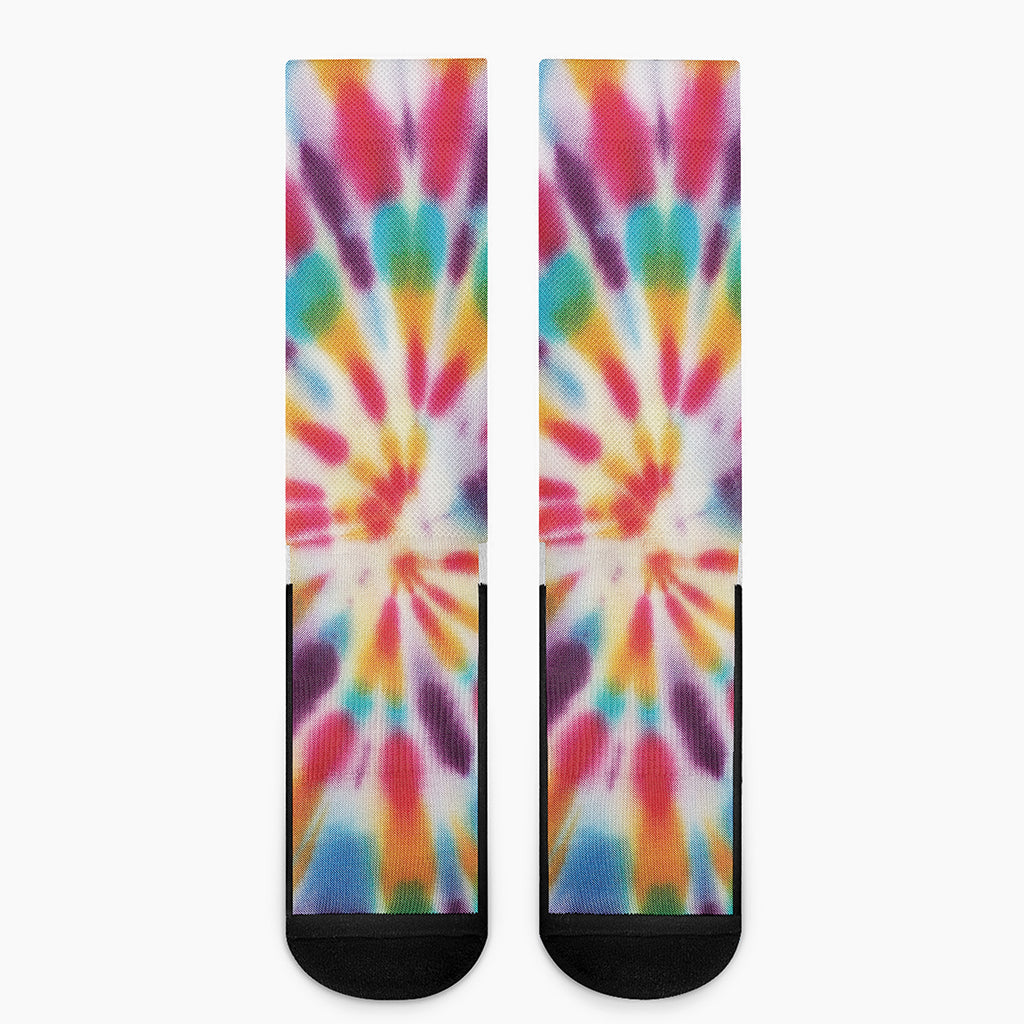 Bright Swirl Tie Dye Print Crew Socks