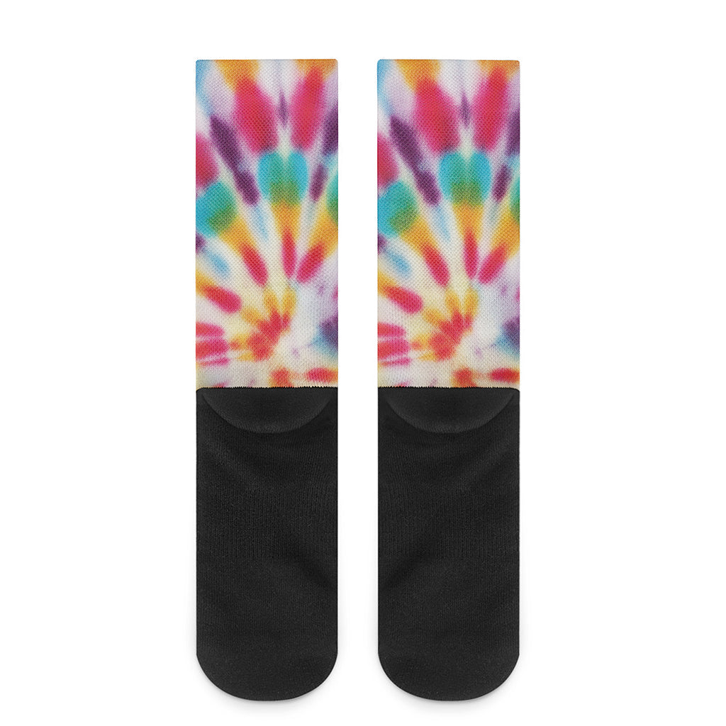 Bright Swirl Tie Dye Print Crew Socks