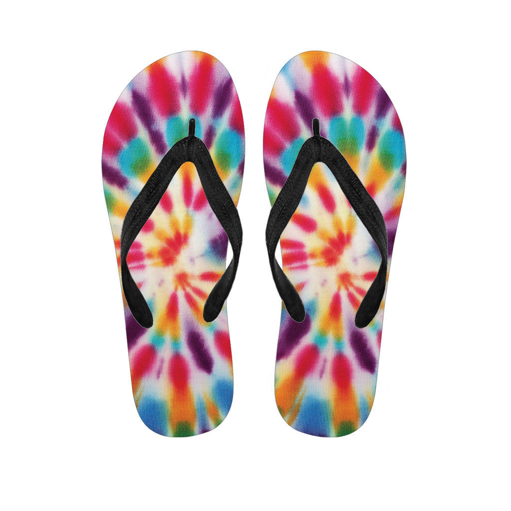 Bright Swirl Tie Dye Print Flip Flops