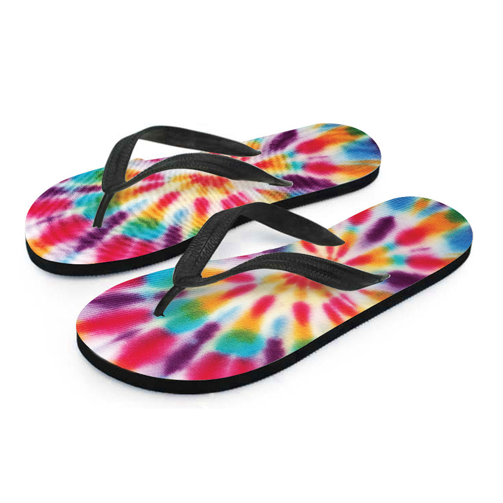 Bright Swirl Tie Dye Print Flip Flops