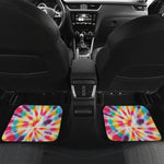Bright Swirl Tie Dye Print Front and Back Car Floor Mats