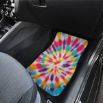 Bright Swirl Tie Dye Print Front and Back Car Floor Mats