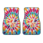 Bright Swirl Tie Dye Print Front Car Floor Mats