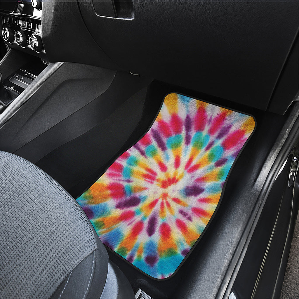 Bright Swirl Tie Dye Print Front Car Floor Mats