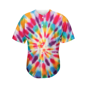 Bright Swirl Tie Dye Print Men's Baseball Jersey