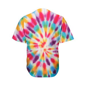 Bright Swirl Tie Dye Print Men's Baseball Jersey