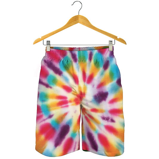Bright Swirl Tie Dye Print Men's Shorts