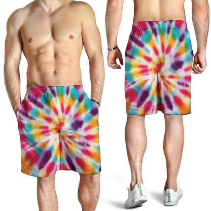 Bright Swirl Tie Dye Print Men's Shorts