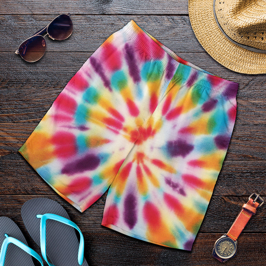 Bright Swirl Tie Dye Print Men's Shorts