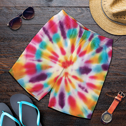 Bright Swirl Tie Dye Print Men's Shorts