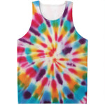 Bright Swirl Tie Dye Print Men's Tank Top