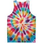 Bright Swirl Tie Dye Print Men's Tank Top