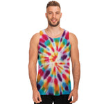 Bright Swirl Tie Dye Print Men's Tank Top